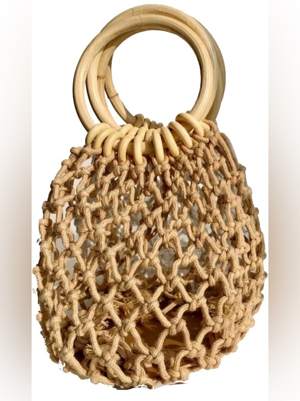 Bohemian Macrame Straw Woven Rattan Mini Tote Bag